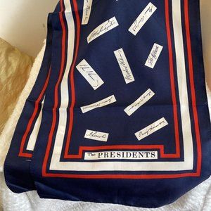 Millicent VTG Presidents Signature Scarf T&M 51” X 10” Millicent EUC 1990s